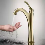 Brushed Gold Bathroom Faucet Brass Single Hole Tap Swivel Handle Remodel Wash