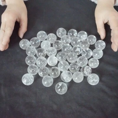 40Pcs 2.2LB Natural White Clear Quartz Crystal Sphere Ball Healing 23-26mm