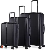[Nasher Miles] The Line Hard-Sided Polypropylene Luggage Set of 3 Trolley Bags (55, 65 & 75 cm), Black, Small-Medium -Large - Check-In, Luggage