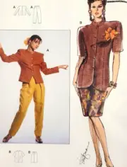 Vtg Uncut Burda Couture 5118 Sew Pattern Pants Lined Jacket Skirt Linen 10-20