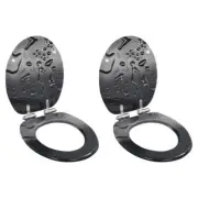 NNEVL WC Toilet Seats 2 pcs with Soft Close Lids MDF Water Drop Design