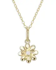 Moon & Meadow 14K Yellow Gold Mini Daisy Diamond Pendant Necklace, 0.01 tcw