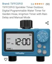 TIFFCO Programmable Water Sprinkler Timer w/ Brass Inlet & Outlet, 2 Zone - OH-T