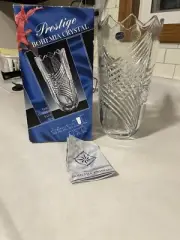 Bohemia crystal vase by Prestige clear crystal vase 9.75" x 5 Inches New W Box