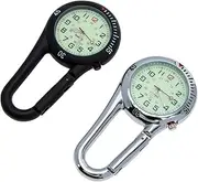 [WOFASHPURET] 2pcs Carabiner Watch Digital Watch Pocket Watch Watches Clip Type Watch Fluorescent Design Watch Camping Watch Clip on Watch Small Watch Carabiner Clip Watch Black