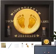 Baby Footprint Kit | Baby Picture Frame Handprint and Footprint Making Kit | Fetal Hair Collection Bottle, Safe Paint, Baby Keepsake for Family, Baby Shower