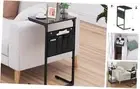 C Shaped End Table, 28'' Tall Side Table for Couch, Small Couch Side Table,