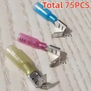 75Pcs 3 Way Heat Shrink Wire Connectors Piggyback Spade Terminals Kit 22-10 AWG