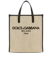 Dolce & Gabbana Sand Canvas Small Shopping Bag