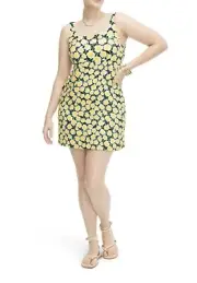 DVF @ Target Shift Mini Dress 90's Yellow Poppy Tank Sleeveless Size 16