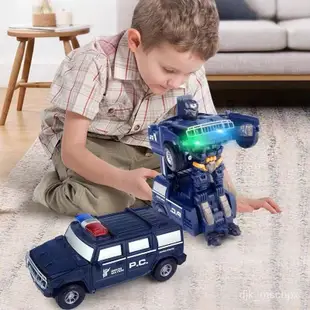 廠傢破産 虧本出 兒童電動萬嚮大警車自動變形金剛機器人汽車裝甲坦剋飛機模型玩具 UKM4