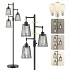 Industrial Floor Lamp, 3 x 1200LM Edison LED Bulbs Included, Bright 3-Light D...