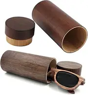 [Healeved] 1Pc Portable Bamboo Cylinder Glasses Box Creative Vintage Spectacle Container for Sunglasses Eyeglasses Durable Lightweight Design for Travel Storage