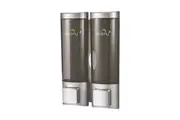 Dolphy 200ml Wall Mount Soap Dispenser (Pack of 2) - Transparent Black ABS Manual Dispensers for Liquid Soap, Shampoo, Sanitiser & Lotion