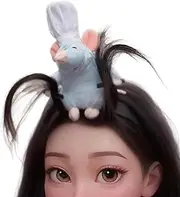 PKONEWNO Women Cute Mouse Cartoon Animal Remy Headband For Ratatouille Plush Toy Headbands Cosplay Props Halloween Christmas Costume Headwear