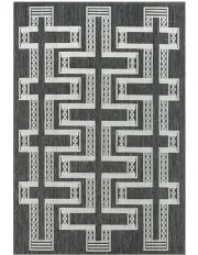 [Miss Amara] Teyona Tribal Rug in Charcoal/Ivory