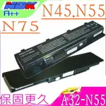 ASUS N45，N55 電池(保固最久)-華碩 A32-N55，N75，N45F，N45JC，N55E，N55SF，N75E，N75SF，N75SJ，N75SL，N45，N45E，N45S，N45J，N45SJ，N45SN，N45SF，N45SL，N45SV，N55，N55S，N55SL，N75S，N75SN，N75SV，A42-N55