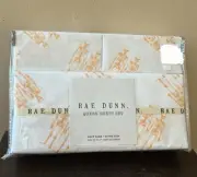 Rae Dunn Halloween Queen Bed Sheet Set Pillow Cases orange Skeletons New