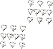 TEHAUX 2sets DIY Key Ring Parts Set Silver Metal Buckles Heart Shape Key Chain Decor for Bags Luggage 10pcs*2