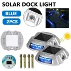 2PCS LED Solar Dock Light Pathway Warning Driveway Marker Lamp Path Deck Lights