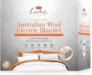 Tontine Luxe Australian Wool Multizone Electric Blanket, Double Bed, Wool Fleece Top Layer, 40cm Fitted Skirt, Multizone Warmth, Overheat Protection, Auto Off Timer, 3 Heat Settings