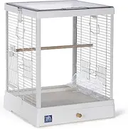 Prevue Pet Products Clear View Glass Bird Cage Crystal Palace for Small Birds - White Frame
