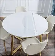 Round Table Cover,Clear Table Cover Protector,Wipeable Transparent Crystal Table Cloth,Table Protective Film,PVC Waterproof Table Protector,for Outdoor,Party,Desk(Color:1.5mm,Size:150cm/58.5in)