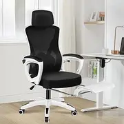 ALFORDSON Executive Mesh Office Chair Recliner with Footrest Nova Series, Ergonomic Study Student Office Task Chair for Home Office Desk, 180kg Loading, White Black