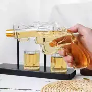 Revolver Glass Decanter Whiskey Glass Set Wine Dispenser Bar, 2 Glasses Men Gift
