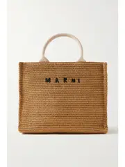 [Marni] Marni - Basket Small Canvas-trimmed Embroidered Faux Raffia Tote - Neutral - One size One size Neutrals