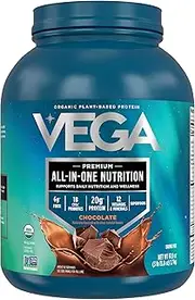 Vega One Organic All-in-One Shake Chocolate XL (42 Servings, 61.8 oz) - Plant Based Vegan Protein Powder, Non Dairy, Gluten Free, Non GMO