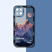 INS Sunset Moon Snow Mountain Phone Case for iPhone 14 13 12 11 Pro Max XS Max XR X 11 Camera Protection Soft Cover for iPhone,T4,for iPhone 13