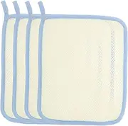 minkissy 4pcs Square Towel Soap Bag Exfoliating Cloth Skin Care Scrub Towel Scrub Cloths for Your Body Exfoliation Cloth Loofah Towel Soap Foamer for Washing Face Scrubbers Nylon Beige