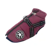 Warm Waterproof Jacket With Harness for Pet Dog Winter Comfy Cotton Apparel Padded Vest for Small Medium Dogs Purple L