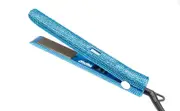 Hair Straighteners Titanium Plate Flat Iron 3D Floating Irons Salon Curly and Straight Hair Tools with Bling Crystals-Blue