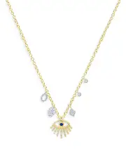 Meira T 14K Yellow Gold Diamond & Blue Sapphire Evil Eye Charm Necklace, 18