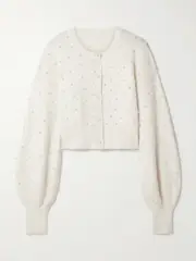 [Zimmermann] Zimmermann - Crush Faux Pearl-embellished Alpaca-blend Cardigan - Cream - 4 4 Cream