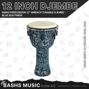 MANO PERCUSSION 12″ Wrench Tunable Djembe – Blue Silk Finish