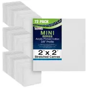 US Art Supply 2" x 2" Mini Professional Primed Stretched Canvas 72-Mini Canvases