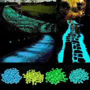 100/300PCS Garden Luminous Pebble Glow In The Dark Stones Rocks Walkway Aquatium