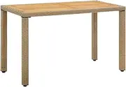 123x60x74 cm Patio Dining Table, Rectangle Garden Table for Lawn, Garden, Poolside, Patio, Beige
