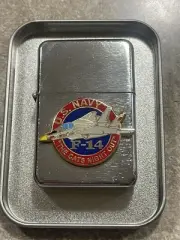 Military Brush chrome lighter Grumman F-14 Tomcat The Cats Night
