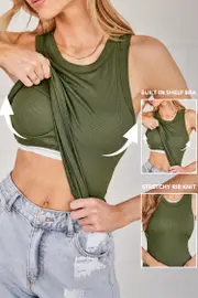 Cupshe Cedar Shade Green Top - Olive,S