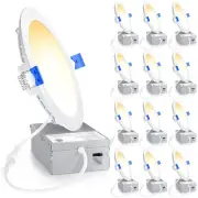 12 Pack LED Recessed Lights Dimmable 2700K-5000K 1200LM Ultra-Thin Wafer