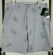 NEW $95 TRAVIS MATHEW Waist/Size 36 Mens Gray Pineapple Performance Shorts NWT