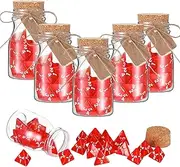 Wettarn 120 Pcs Transparent Red D4 Dice 6 Pcs Potion Bottle 3.4 oz Plastic Favor Jars with Cork Lids Polyhedral Dice Set for Party Favors Table Games Party Cute Jars