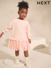 Plain Pink Sweat Party Dress (3mths-7yrs) (F05643) | $26 - $35
