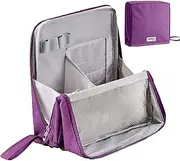 Stand Up Makeup Bag, Multi-Purpose Large Capacity Oxford Cloth Standing Makeup Bag, Portable, Large Capacity, Waterproof with Compartments (Purple,Freesize)