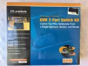 Linksys KVM 2-Port Switch Kit ProConnect Series, KVM100SK, New In Box
