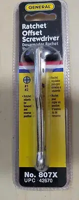 GENERAL #807X, Ratchet Offset Screwdriver ,UPC 42670 NEW